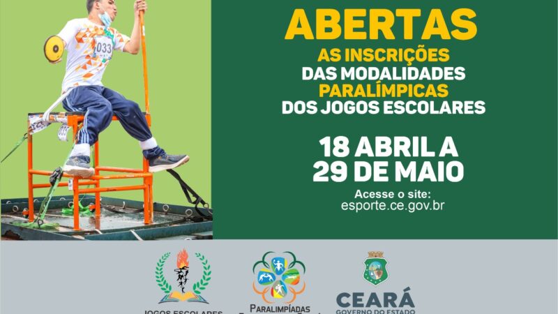Sejuv abre inscrições das modalidades Paralímpicas dos Jogos Escolares 2022