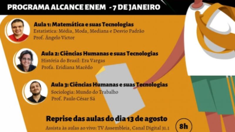 Alcance Enem exibe neste sábado aulas de Matemática, História e Sociologia