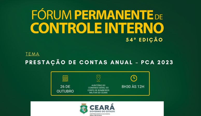 Estão abertas as inscrições para o 54º Fórum Permanente de Controle Interno