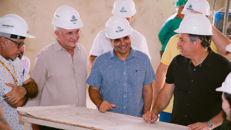 Obras do novo Gonzaguinha de Messejana chegam a 48%; prefeito em exercício Gardel Rolim visita unidade