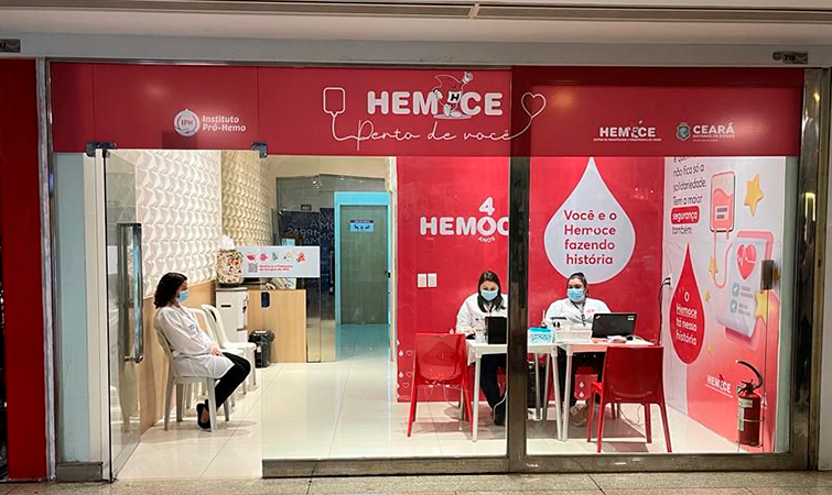 Hemoce inaugura posto de coleta temporário no Shopping RioMar Fortaleza, nesta quinta (3)
