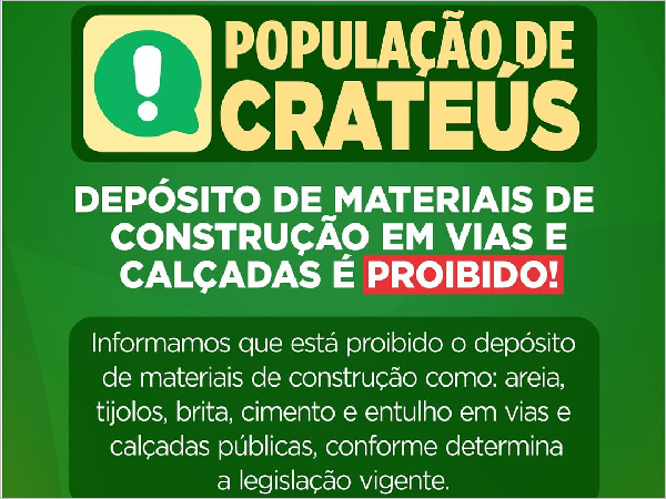 ATENÇÃO, POPULAÇÃO DE CRATEÚS!