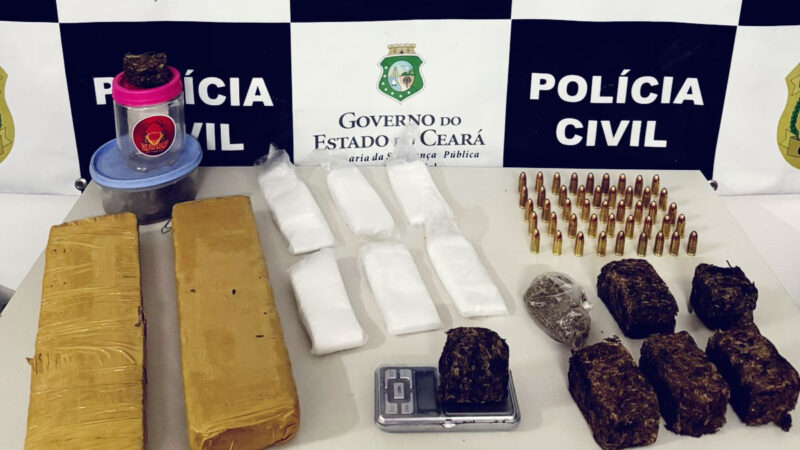 Dupla é presa pela PCCE com mais de 1 kg de drogas e munições em Juazeiro do Norte